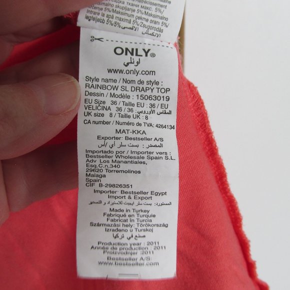 Only Coral Soft Poly/Viscose Cowl/Drapy Sleeveless Tank Top Sz 36 / Sz 6 - Picture 8 of 9